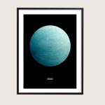 Póster minimalista de Urano fondo negro – Image 2