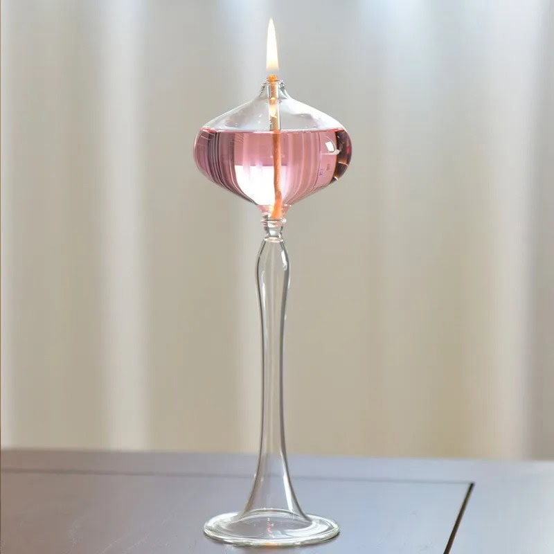 lampe-a-huile-sur-pied-rose-1 Lámpara de Aceite de Pie Rosa – Image 1