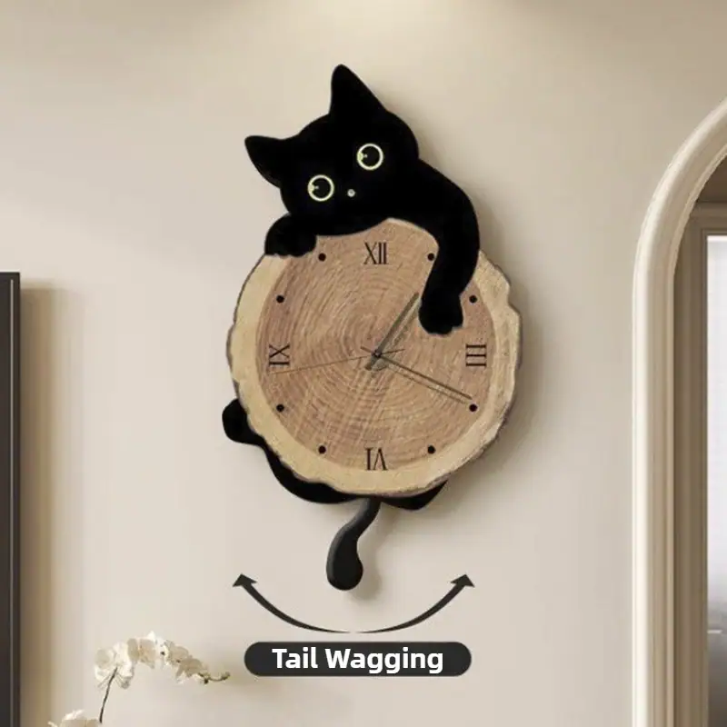 horloge-pendule-murale-originale-chat-1 Reloj de pared original con diseño de gato – Image 1
