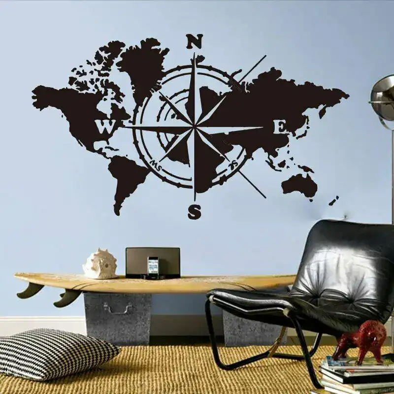 stickers-boussole-carte-du-monde-1 Pegatinas Brújula Mapa del Mundo – Image 1