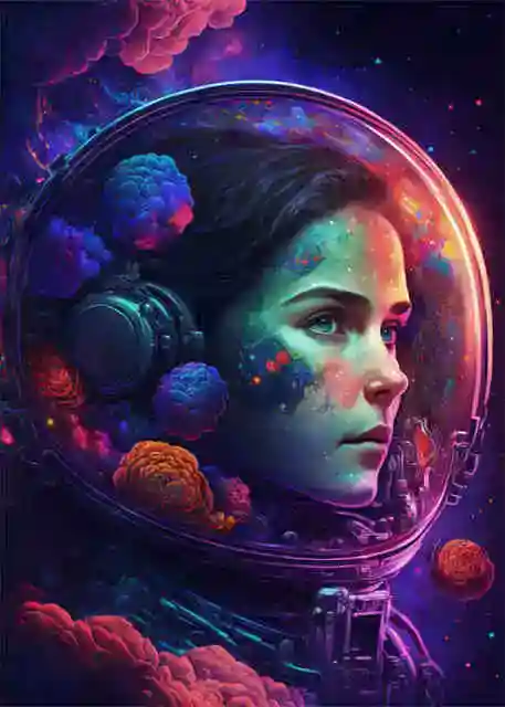 femme-astronaute-tableau-abstrait-1 Cuadro abstracto de astronauta femenina – Image 1