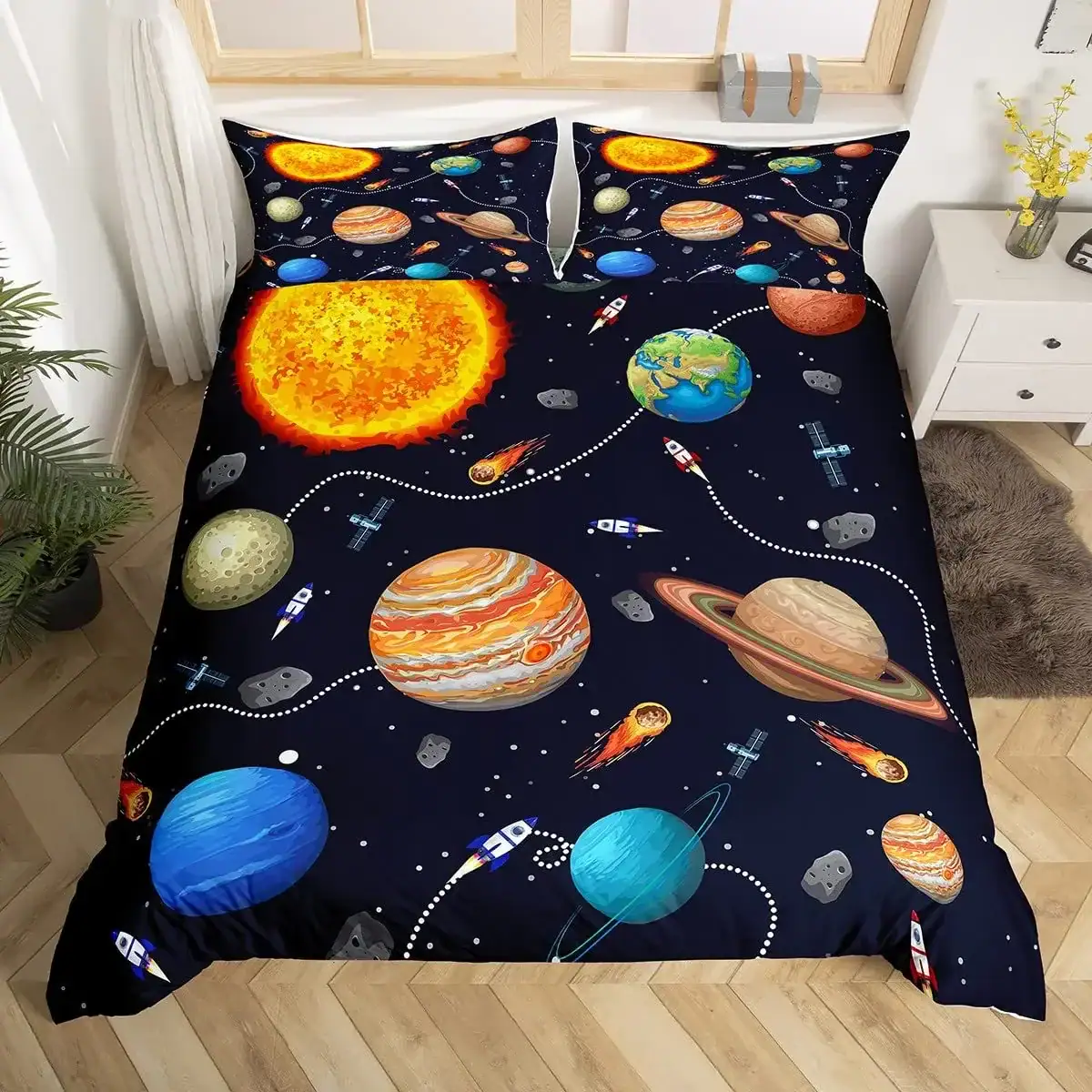 housse-de-couette-espace-planete-1 Funda nórdica espacial con planetas – Image 1