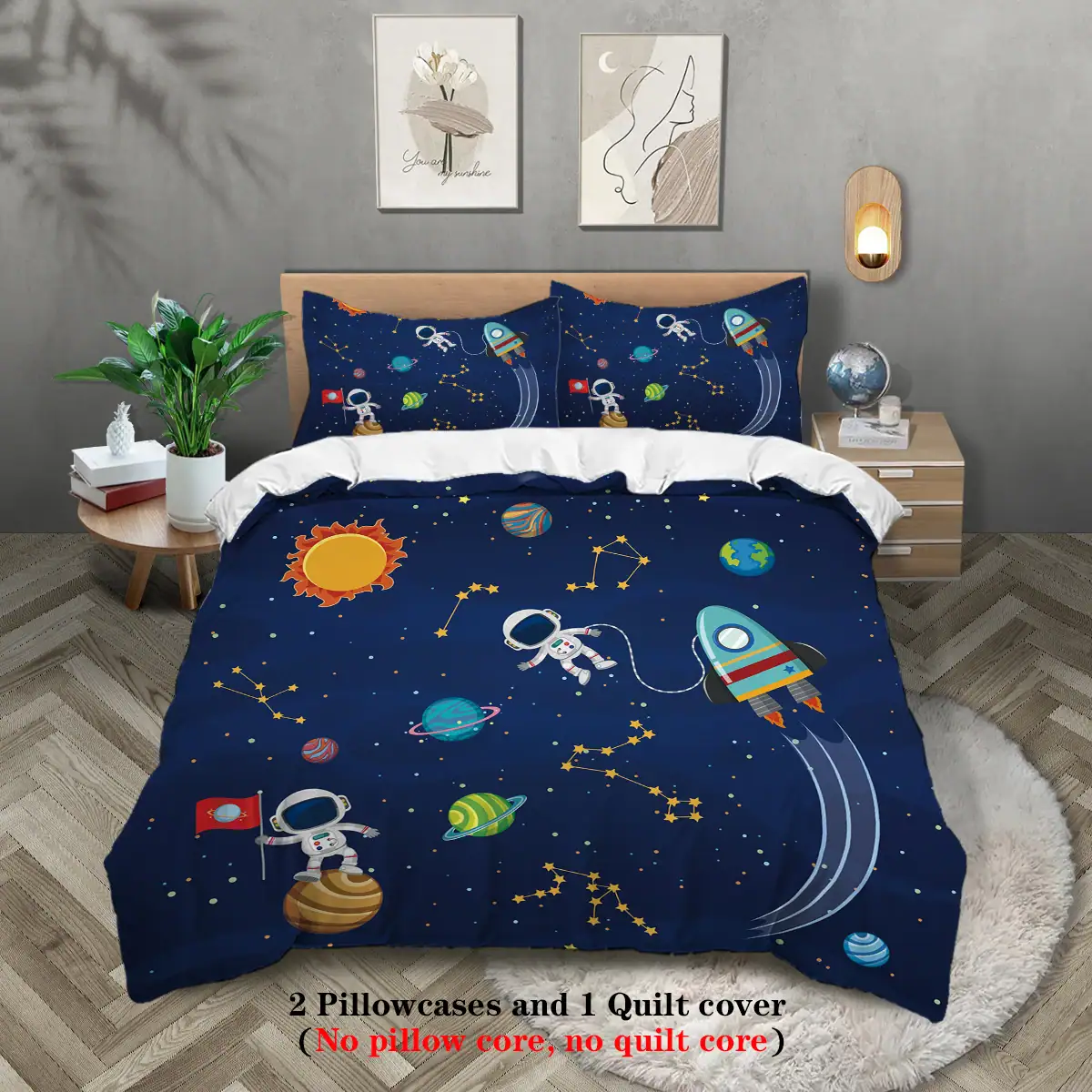 housse-de-couette-espace-planete-2-places-1 Funda nórdica espacial con planetas para cama de matrimonio – Image 1