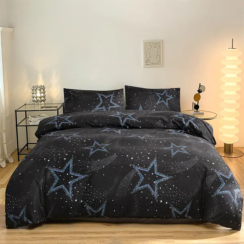 housse-de-couette-etoiles-filantes-noire-1 Funda nórdica estrellas fugaces negra – Image 1