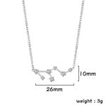 Collier avec pendentif constellation scientifique en argent, orné de petits cristaux brillants, mesurant 26 mm de large et 10 mm de haut, poids léger de 3 g.