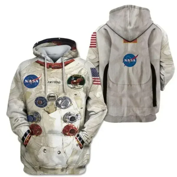 Veste à capuche pour enfants avec logo NASA, design spatial, idéale pour les fans d'astronomie et d'exploration spatiale, en tissu confortable et tendance.