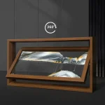 Cadre en bois avec vitre en verre contenant une roche naturelle, exposé dans un environnement moderne, idéal pour la décoration scientifique ou éducative.