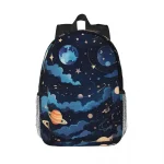 Sac à dos avec motif d'espace et planètes, idéal pour les amateurs d'astronomie et de science, parfait pour l'école ou les activités en plein air.