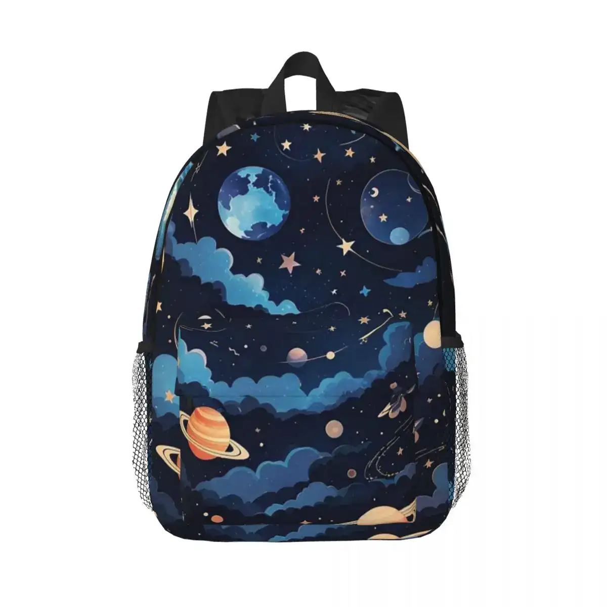 mini-sac-espace-1 Sac à dos avec motif d'espace et planètes, idéal pour les amateurs d'astronomie et de science, parfait pour l'école ou les activités en plein air.