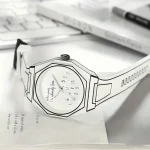 Montre scientifique en design épuré avec cadran blanc et bracelet en silicone blanc, idéale pour une décoration de style industriel ou scientifique.