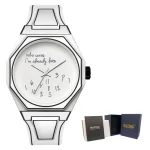 Montre en forme de cadran scientifique avec inscription "Who cares, I'm already late".