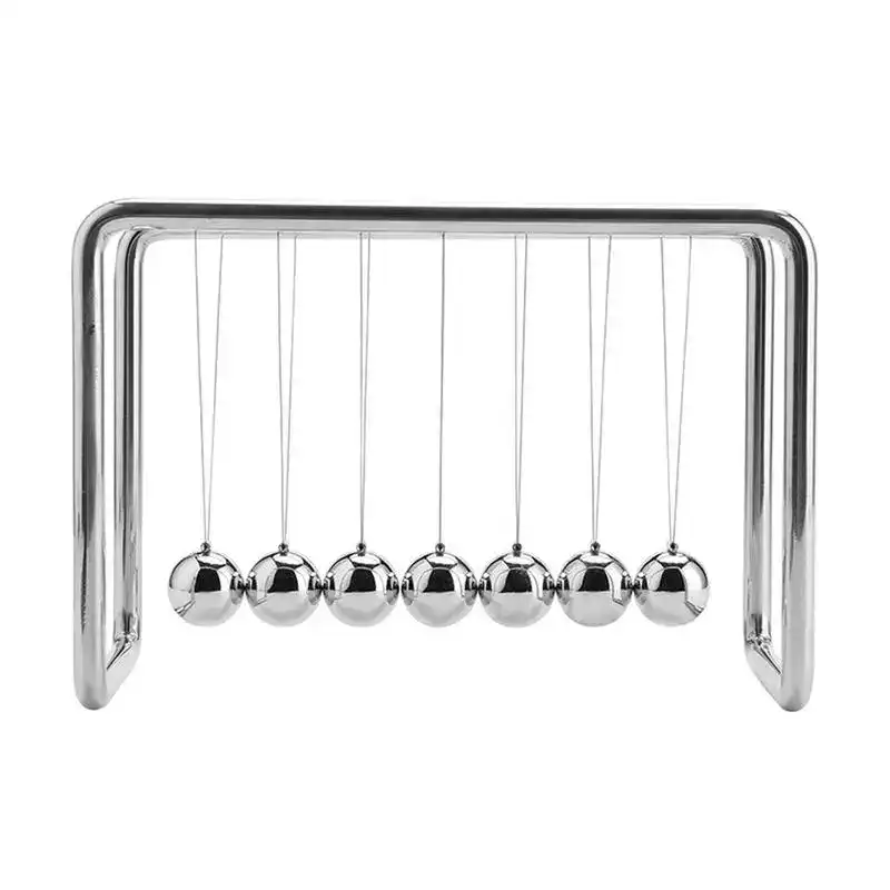 pendule-de-newton-ancien-1 Pendentif Newton en acier inoxydable, modèle de pendule newton avec billes métalliques suspendues, illustrant la conservation de l'énergie et la physique.