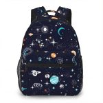 Sac à dos avec motif d'espace et planètes.