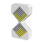 Sablier décoratif représentant un sablier avec des grilles numériques jaunes et noires, idéal pour une décoration thématique scientifique ou éducative.