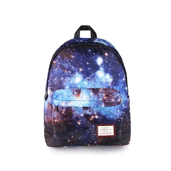 Sac à dos avec motif galaxie cosmique, design spacieux et tendance, idéal pour étudiants et amateurs d'astronomie, parfait pour transporter vos affaires avec style.