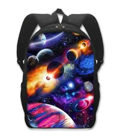 Sac à dos avec motif de l'univers et des planètes.