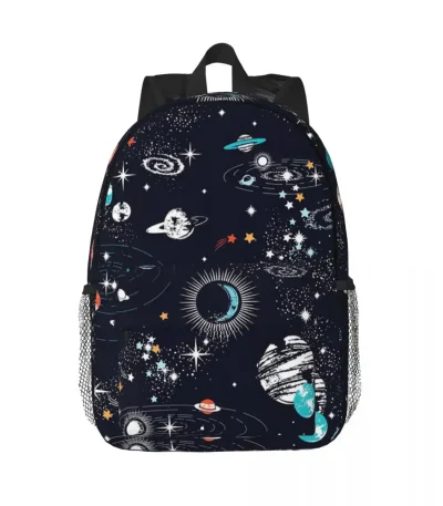 Sac à dos avec motif d'espace et planètes.