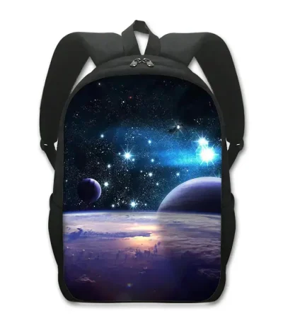 Sac à dos avec motif de l'espace et des planètes.