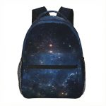 Sac à dos avec motif galaxie étoilée, idéal pour les amateurs d'astronomie et de décoration scientifique. Parfait pour l'école, les voyages ou comme objet de décoration.
