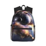 Sac à dos avec motif d'espace et planètes, idéal pour les amateurs de science et d'astronomie, parfait pour l'école ou les activités extérieures.