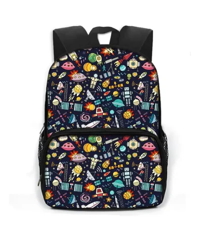 Sac à dos enfant avec design scientifique, idéal pour école ou activités ludiques.
