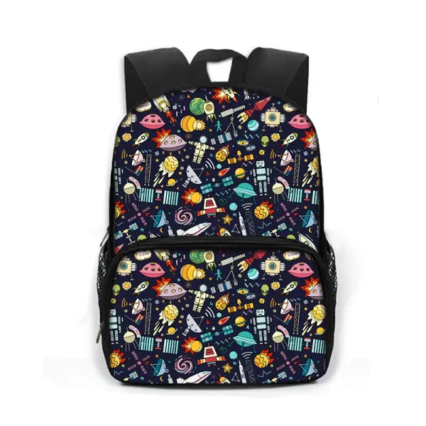Sac à dos enfant avec design scientifique, idéal pour école ou activités ludiques.