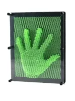 Panneau lumineux LED affichant une main verte en pixels, idéal pour la décoration scientifique ou éducative, avec cadre noir et design moderne.