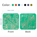Panneau de circuit électronique en acrylique vert avec motifs de circuits imprimés, idéal pour décoration ou projets scientifiques. Dimensions : 9 cm x 9 cm, design moderne et technique.