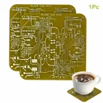 Puce de circuit imprimé en couleur or avec motifs électroniques, idéale pour décoration ou projets scientifiques.