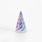 Pyramide décorative en spirale avec couleurs pastel, idéale pour la décoration de bureau ou d'espace scientifique, apportant une touche moderne et élégante.