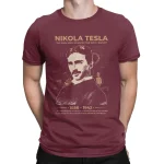 Vêtement avec portrait de Nikola Tesla, inventeur du 20ème siècle, idéal pour les passionnés de science et d'histoire technologique.