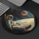 Vêtement de décoration spatiale représentant un astronaute flottant dans l'espace avec la Terre en arrière-plan, idéal pour une décoration thématique scientifique ou spatiale.