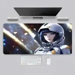 Décoration murale avec une illustration d'une astronaute dans l'espace, idéale pour une décoration scientifique ou futuriste.