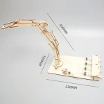 Modèle de pince à pince en bois pour expériences scientifiques, mesurant 350mm de long, 230mm de large et 70mm de haut, idéal pour projets éducatifs et expérimentations.