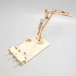 Manipulateur robotique en bois pour expériences scientifiques.