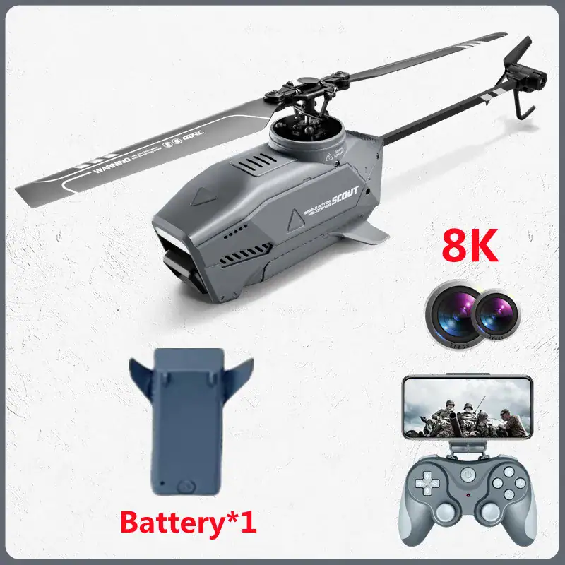 drone-helicoptere-1 Hélicoptère télécommandé scientifique avec caméra 8K, contrôleur et batterie, idéal pour la recherche et l'éducation. Parfait pour explorer la science et la technologie en extérieur.