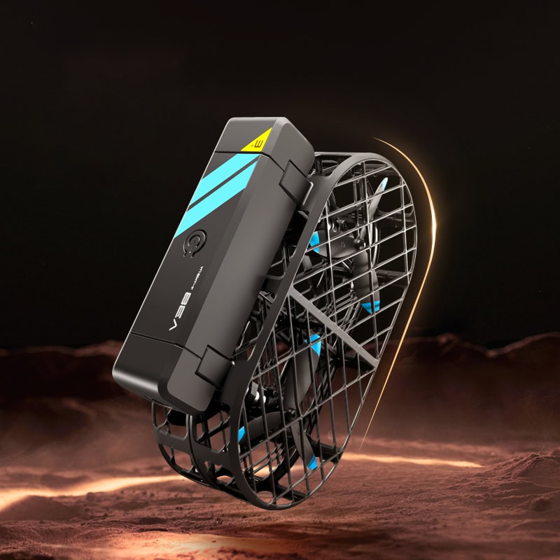 drone-pliable-de-voyage-1 Ventilateur portable compact avec design futuriste, idéal pour les amateurs de science et d'objets innovants, parfait pour la décoration de style scientifique ou technologique.