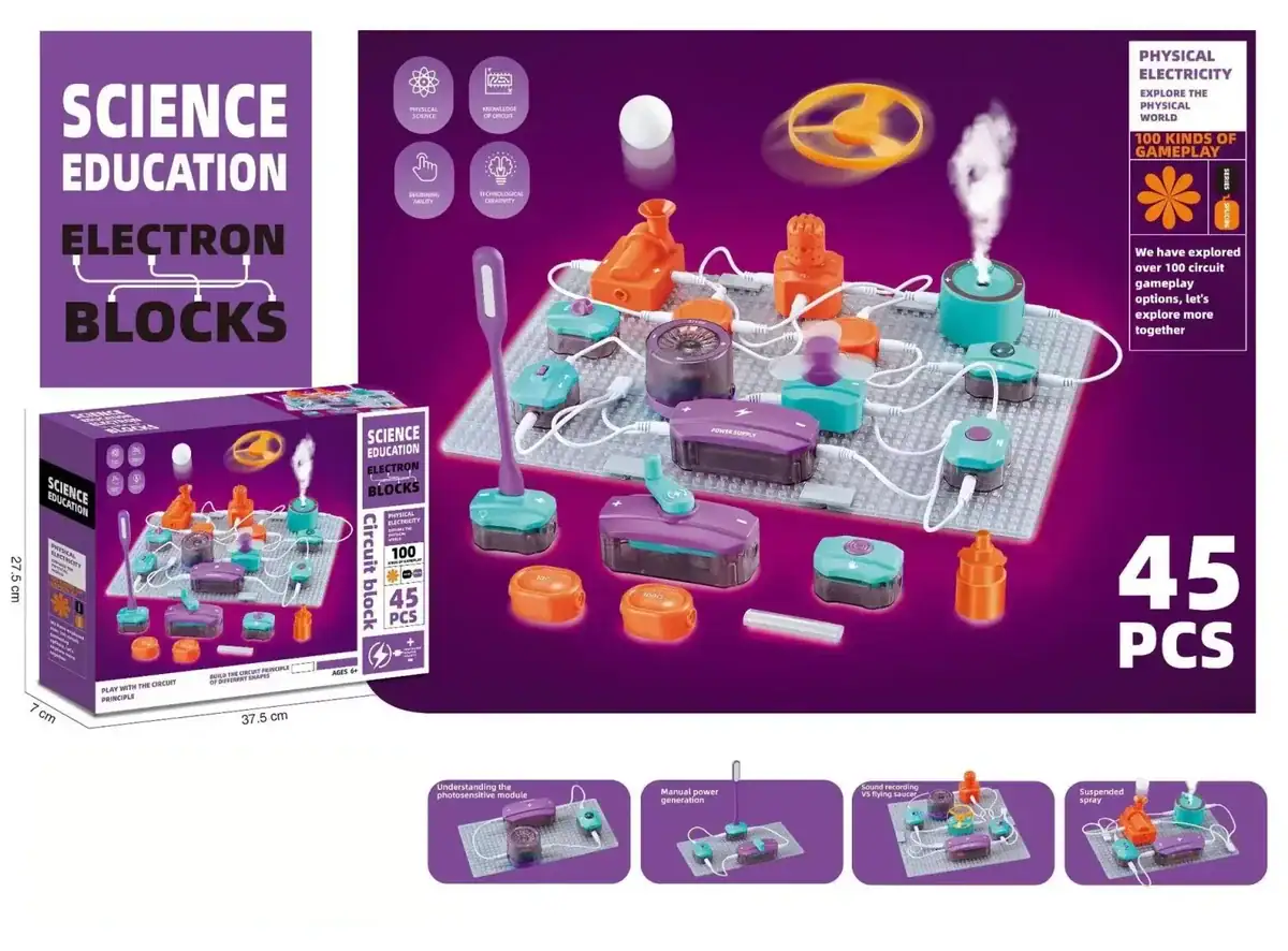 jeu-circuit-electrique-6-ans-1 Jeu de circuit électrique éducatif pour enfants de 6 ans, comprenant 45 pièces pour apprendre l'électricité de manière ludique.