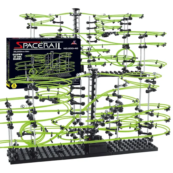 Jeu de circuit de billes lumineux en spirale, parfait pour expérimenter la gravité et la physique. Idéal pour les amateurs de science et de décoration éducative.