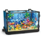 Bocal d'aquarium éducatif avec décorations marines en plastique, parfait pour l'apprentissage et la décoration. Idéal pour stimuler la curiosité des enfants et créer un environnement marin minia.