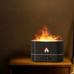 Diffuseur d'huiles essentielles avec flammes LED réalistes pour une ambiance chaleureuse et relaxante.