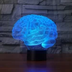 Lampe décorative en forme de cerveau en 3D avec éclairage LED bleu, idéale pour la décoration scientifique ou moderne.