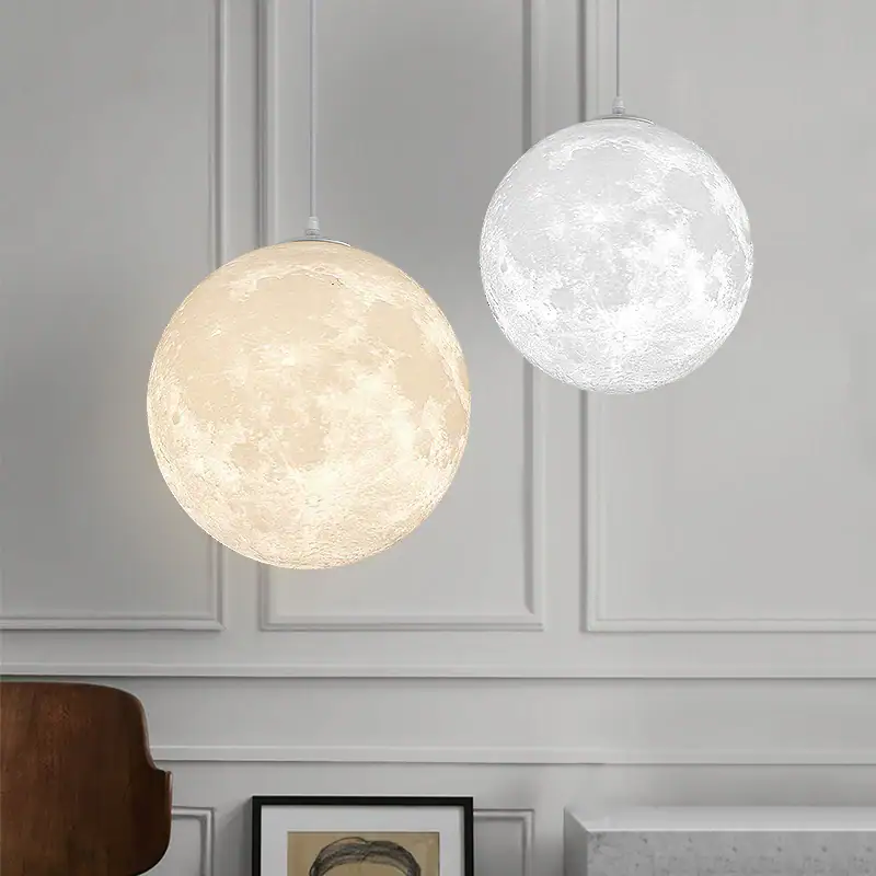 lustre-lune-1 Lampe suspendue en forme de lune, éclairage d'ambiance pour intérieur.