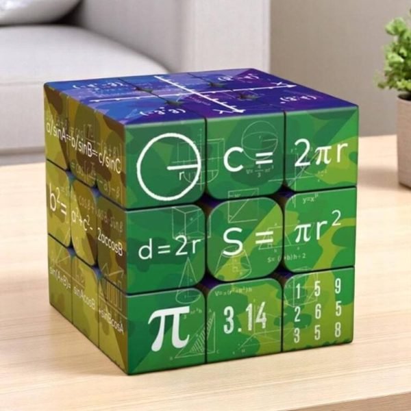 Cube éducatif avec formules mathématiques et scientifiques, idéal pour l'apprentissage ludique des sciences.