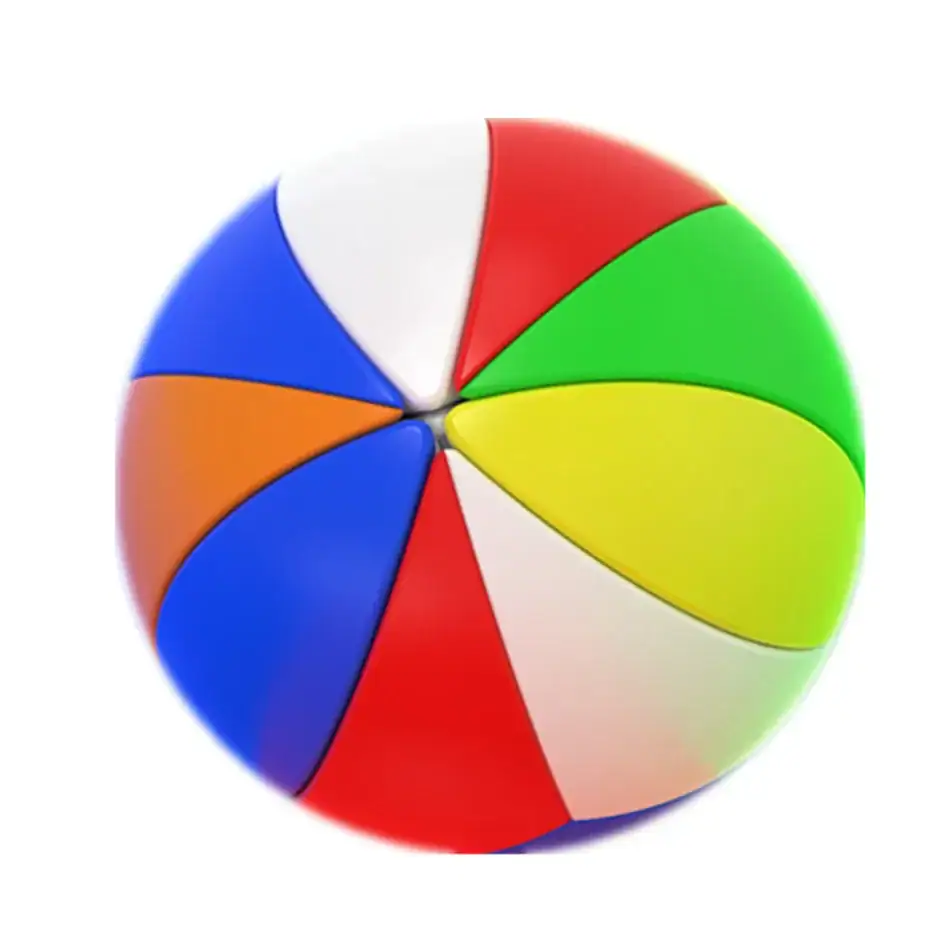 rubiks-cube-sphere-1 Ballon de plage multicolore avec segments rouges, bleus, verts, jaunes, et blancs, idéal pour la plage ou la piscine.