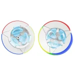 Puce d'oreille éducative en plastique coloré, conçue pour enfants, avec différentes couleurs pour stimuler la perception visuelle et auditive.