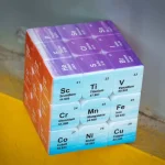 Modèle de blocs de la table périodique des éléments chimiques avec symboles et numéros atomiques, illustrant la classification des éléments.