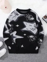 Pull scientifique à motifs d'astronomie et d'astres, parfait pour les amateurs de science et de décoration intérieure inspirée de l'univers.