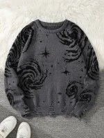 Pull gris avec motifs d'astres, galaxies et étoiles, parfait pour une décoration scientifique ou un look inspiré de l'univers. Confortable et tendance, idéal pour les amateurs d'astronomie.