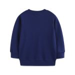 Sweat-shirt à manches longues bleu marine pour enfants, en coton doux, idéal pour l'automne et l'hiver, avec un design simple et confortable.